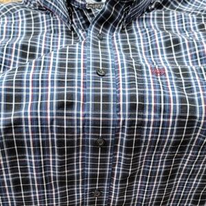 Ariat Men's Blue and Black Plaid Shirt